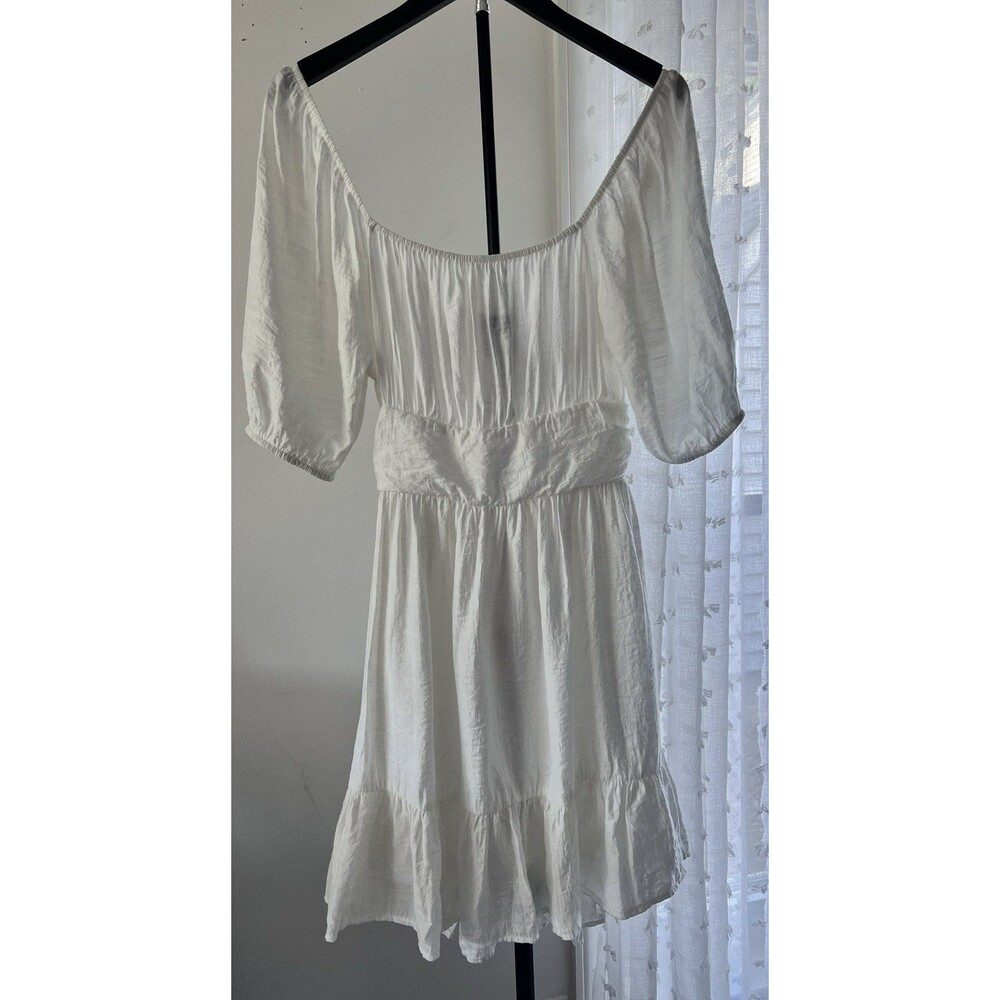 Women’s Altered State M Boho White Dress Overlay Open Back Tie Wedding Engage